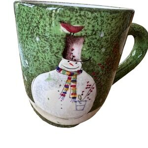 Sakura Green Snowmates Snowman Coffee Mug Debbie Taylor Kerman Earthenware
